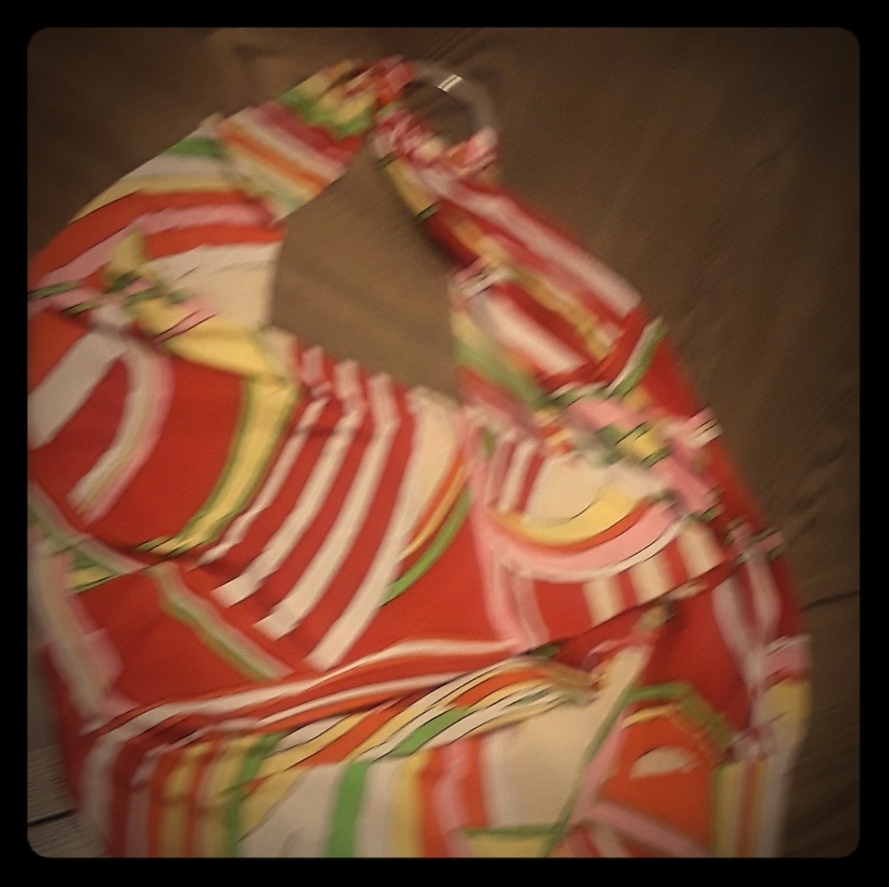 Multicolored backless plunging top by Double Zero